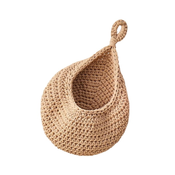 Cesta de colgación de pared de caída, cesta de frutas, maceta de pared tejida a mano multifuncional, decoración de pared de boho para cocina, baño, pa 28cm x 35cm