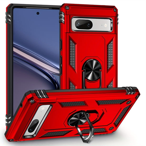 Military-Grade Protection for Your Google Pixel 7A: Heavy Duty Armor Case with Magnetic Ring Stand Phone Cover (Black)