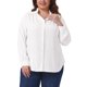 thumbnail image 1 of Agnes Orinda Camisa de Oficina para Mujer Talla Grande con Botones, Cuello Alto con Volantes, Manga Larga, Casual de Negocios 4X Blanco, 1 of 6