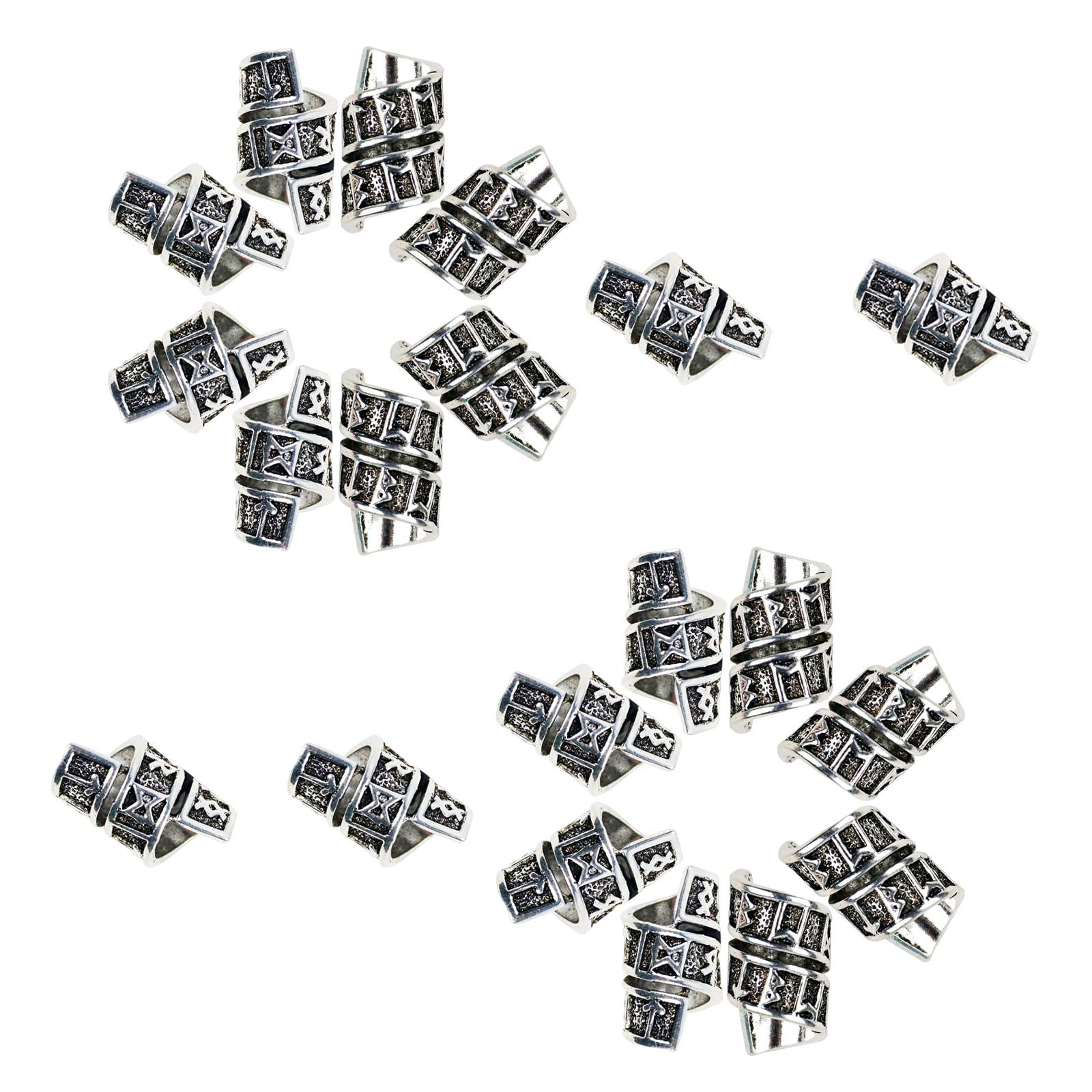 Magideal - 20 Piezas De De Barba Nórdica, De Trenzas Cabello, De Aleación En Espiral, Runas, Para Trenzas De Cabello,