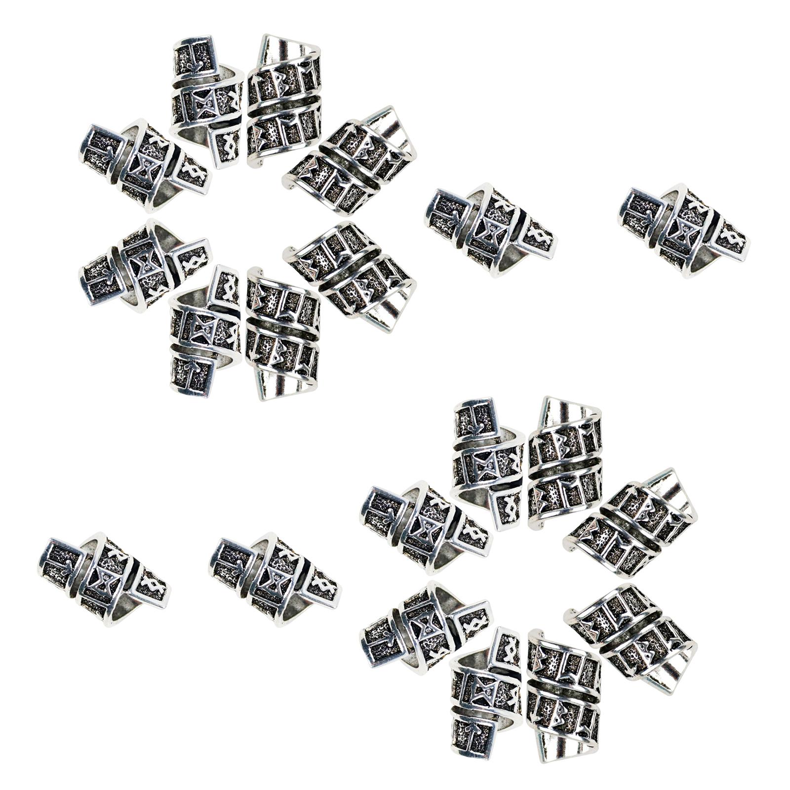 Magideal - 20 Piezas De De Barba Nórdica, De Trenzas Cabello, De Aleación En Espiral, Runas, Para Trenzas De Cabello,