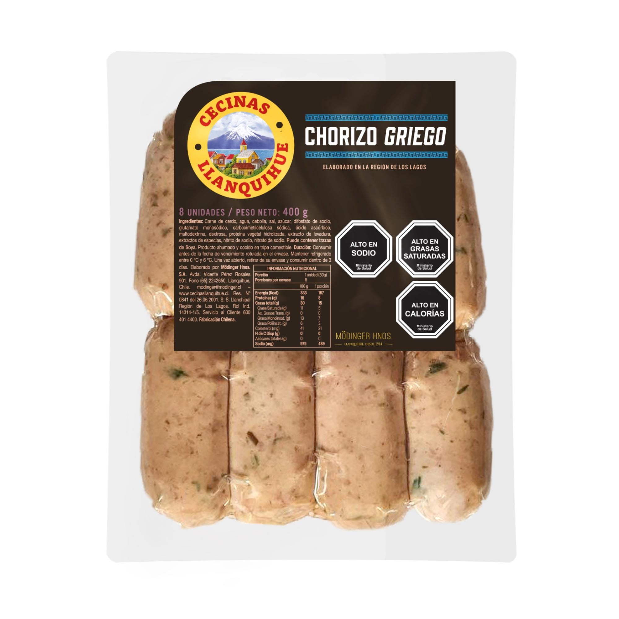 Chorizo Griego 8 Un 400 g Llanquihue