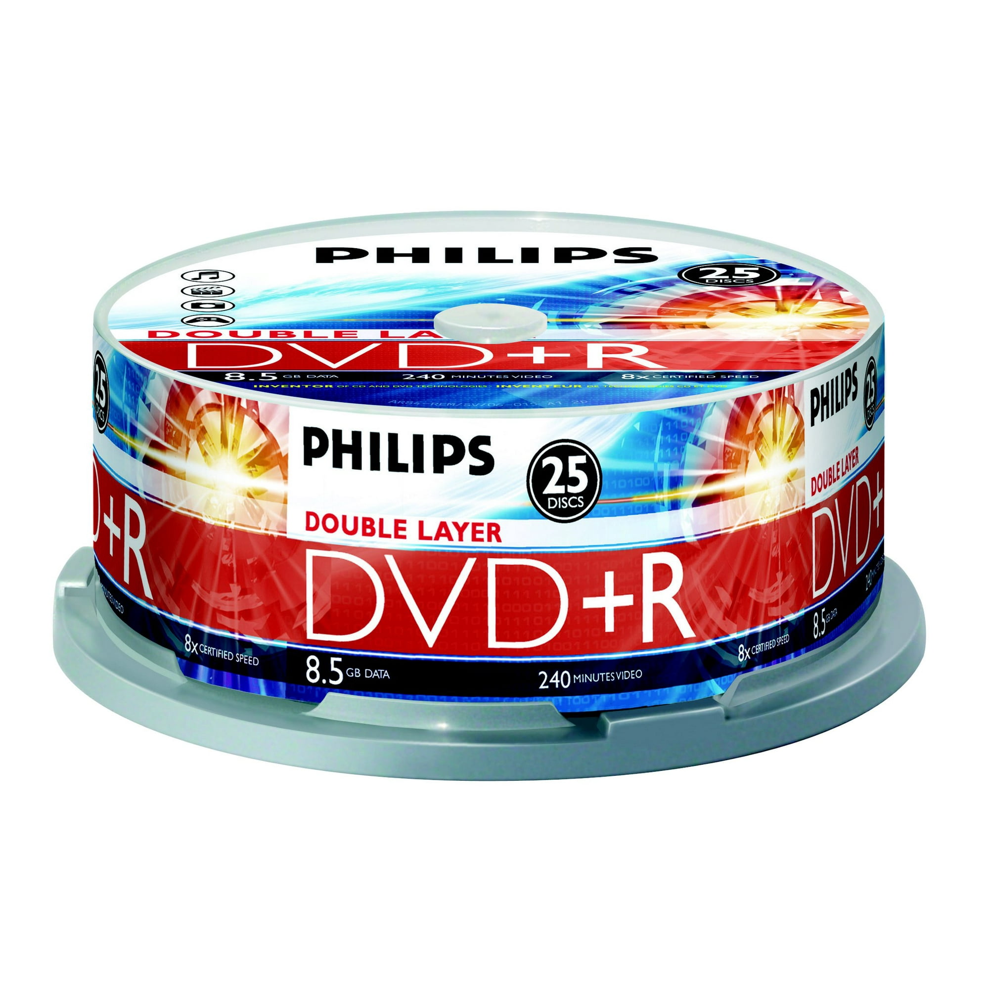 Dvd+r Dl, 8,5 Gb, 8 Ejes Philips, Paquete De 25 Unidades (dr8s8b25f/17)