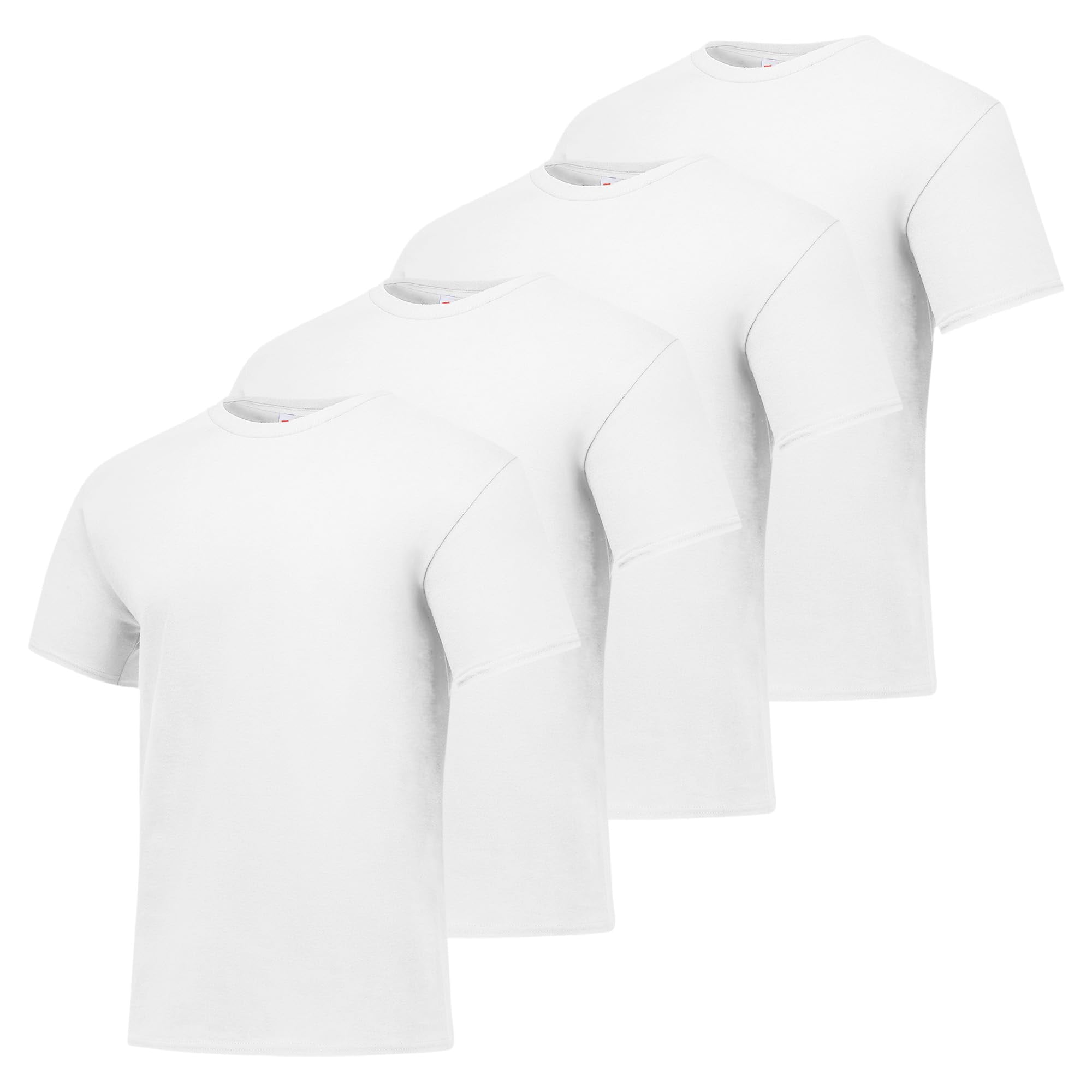 Camiseta Hanes Essentials De Algodón Con Cuello Redondo Para Hombre, Color Blanco, Paquete De 4