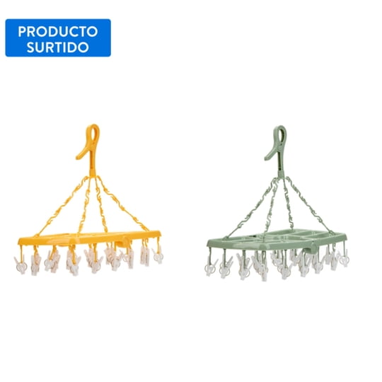 Colgador De Ropa 24 Pinzas 24x25 Cm Rectangular, Color Surtido, 1 Un 1 Un Haus