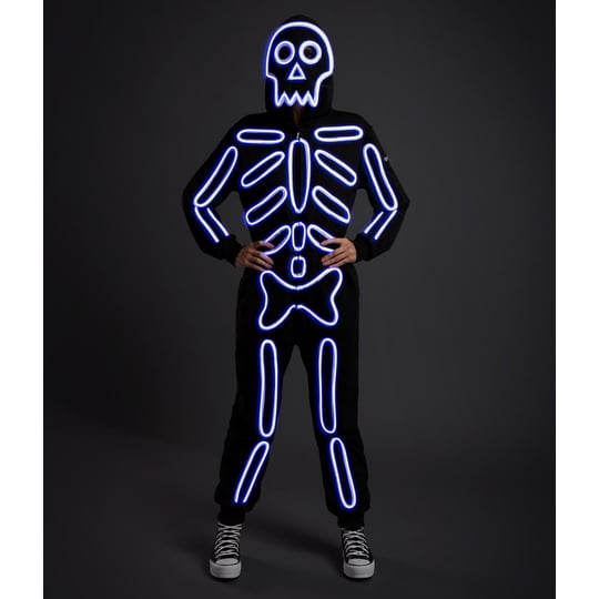 Tipsy Elves - Disfraz De Esqueleto De Halloween De Elfos Borrachos Para Mujer, Mono Cómodo Y Fácil Para Adulto, Mono De Huesos Con Iluminación Led Para Mujer, Disfraz De Halloween, Xl