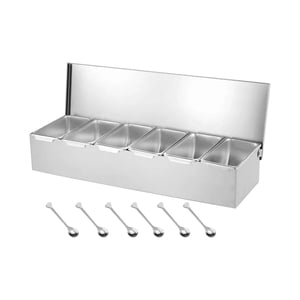 Bothyi - Caja Organizadora De Condimentos Con Tapa, Botes De Especias De Acero Inoxidable Para Cocina Casera, Seis Rejillas