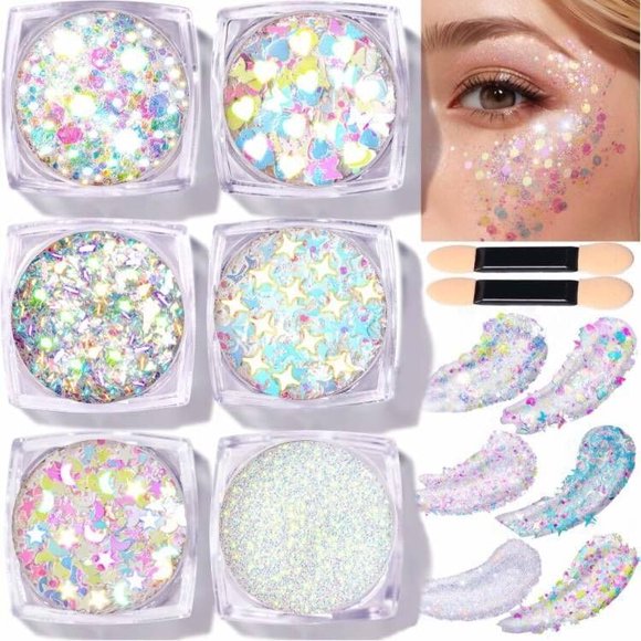 Teenitor Face Glitter Body Glitter, Clear White Body Glitter