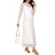 thumbnail image 4 of INSPIRE CHIC Conjunto de Vestido de Maternidad de 2 Piezas para Sesión de Fotos Vestido con Sobrecapa de Encaje de Manga Larga con Camiseta Interior a Juego XL Blanco, 4 of 6
