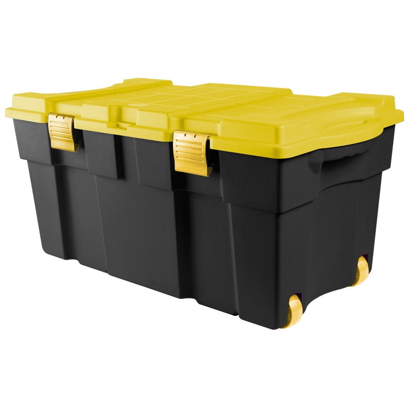 Baúl De Herramientas 130 Lts Con Ruedas Polipropileno Wenco Negro/Amarillo