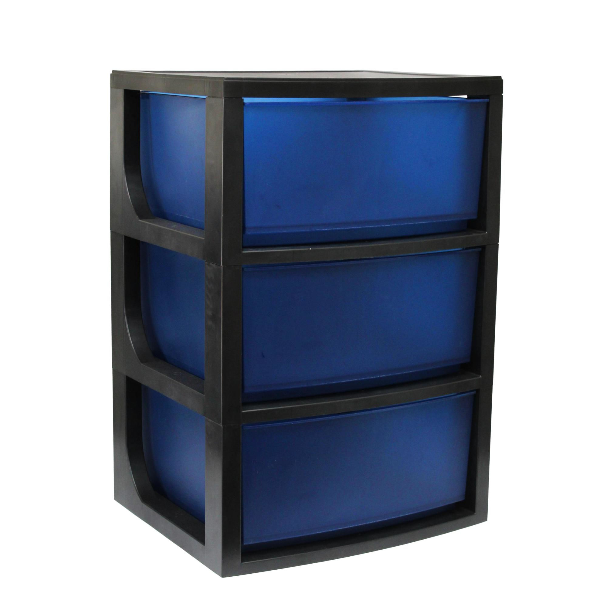 Wenco - Mueble Organizador Modular 90L Plástico Reciclable Negro - Azul