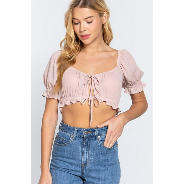 Top Corto de Punto con Estampado Floral