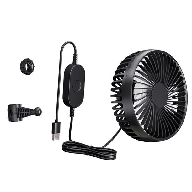 Ventilador USB Portátil Para Reposacabezas De Coche, Asiento Trasero, 12 V/24 V, Para Camión, Casa, Furgoneta, Color Negro