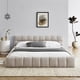 thumbnail image 2 of Queen Size Upholstered Bed Frame with Thick Fabric, Chenille Fabric Grounded Queen Size Platform Bed with Headboard and Solid Frame. No Box Spring Needed, Beige(68''*86.5''*23.5''), 2 of 3
