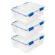 thumbnail image 1 of Contenedores de almacenamiento Iris USA WeatherPro de 27 litros con tapas, paquete de 3, transparentes/azules, 1 of 8