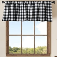 Xusx111 - 2 Paquete Negro Y Blanco Buffalo Plaid Café Valances Cortinas Para Cocina, Gruesa Barra Bolsillo Granja Ventana Tratamiento Valance Cortinas Para Ventana Baño, 56 X 16 Pulgadas