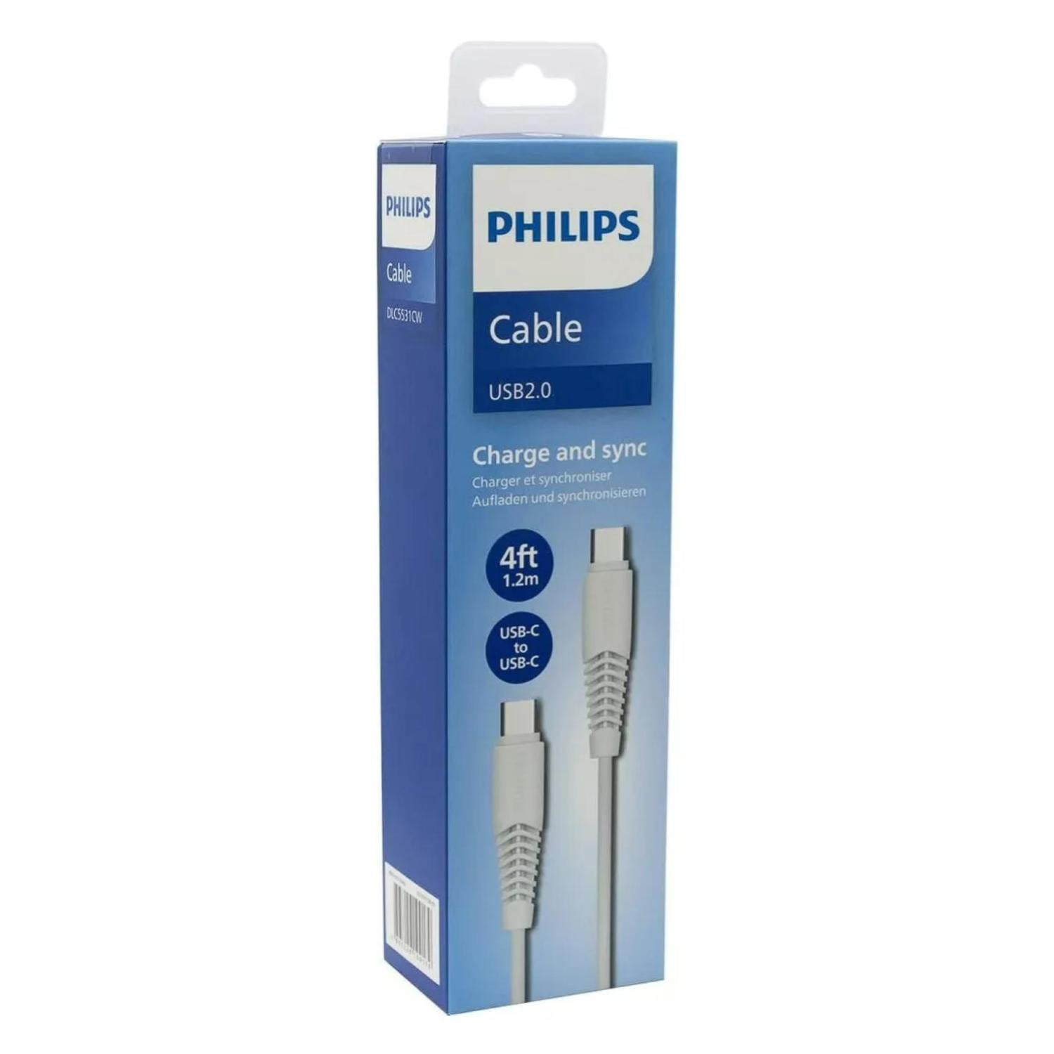 Philips - Cable De Carga Rapida Usb C 60w Blanco Dlc8701