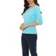 thumbnail image 4 of INSPIRE CHIC Camisetas de Mujer Mangas al Codo Cuello de Barco Ajuste Ceñido Casual Camisetas Azul Aqua XL, 4 of 6