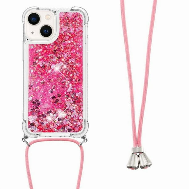 Funda FOXDOCK para iPhone 15 Plus con Cuerda Ajustable, Brillo Líquido, Protección Antigolpes y Lente – Ideal para Regalo