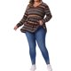 thumbnail image 2 of Agnes Orinda Conjuntos de Halloween para Mujeres Tallas Grandes Tops Babydoll Vintage a Rayas Boho Cuello en V Manga Larga Cintura Elástica Blusa Casual 1X Marrón, 2 of 6