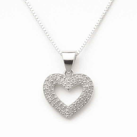 Collar Corazón Circón Elegante en Plata 925