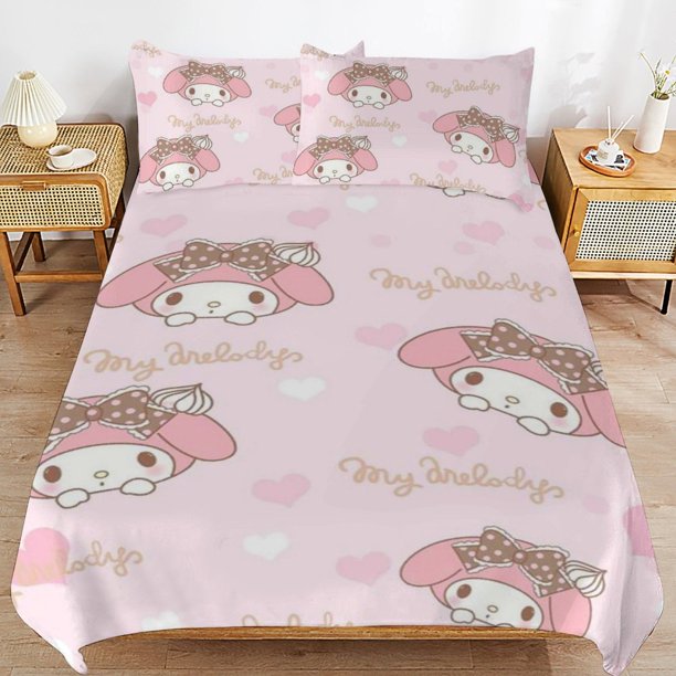 My Melody Duvet Cover Set 3 Piece Bedding Set Double Sided Printing Decorative Comforter Cover Set