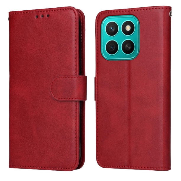 Funda Billetera para Honor X8C con Porta Tarjetas y Soporte Ajustable Rojo