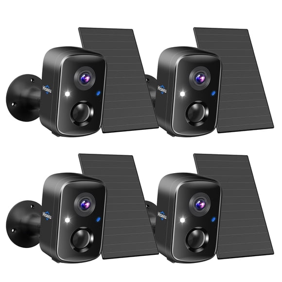 Cámaras de seguridad Hiseeu, 4 unidades, alimentadas por energía solar, 4 MP, WiFi, exteriores