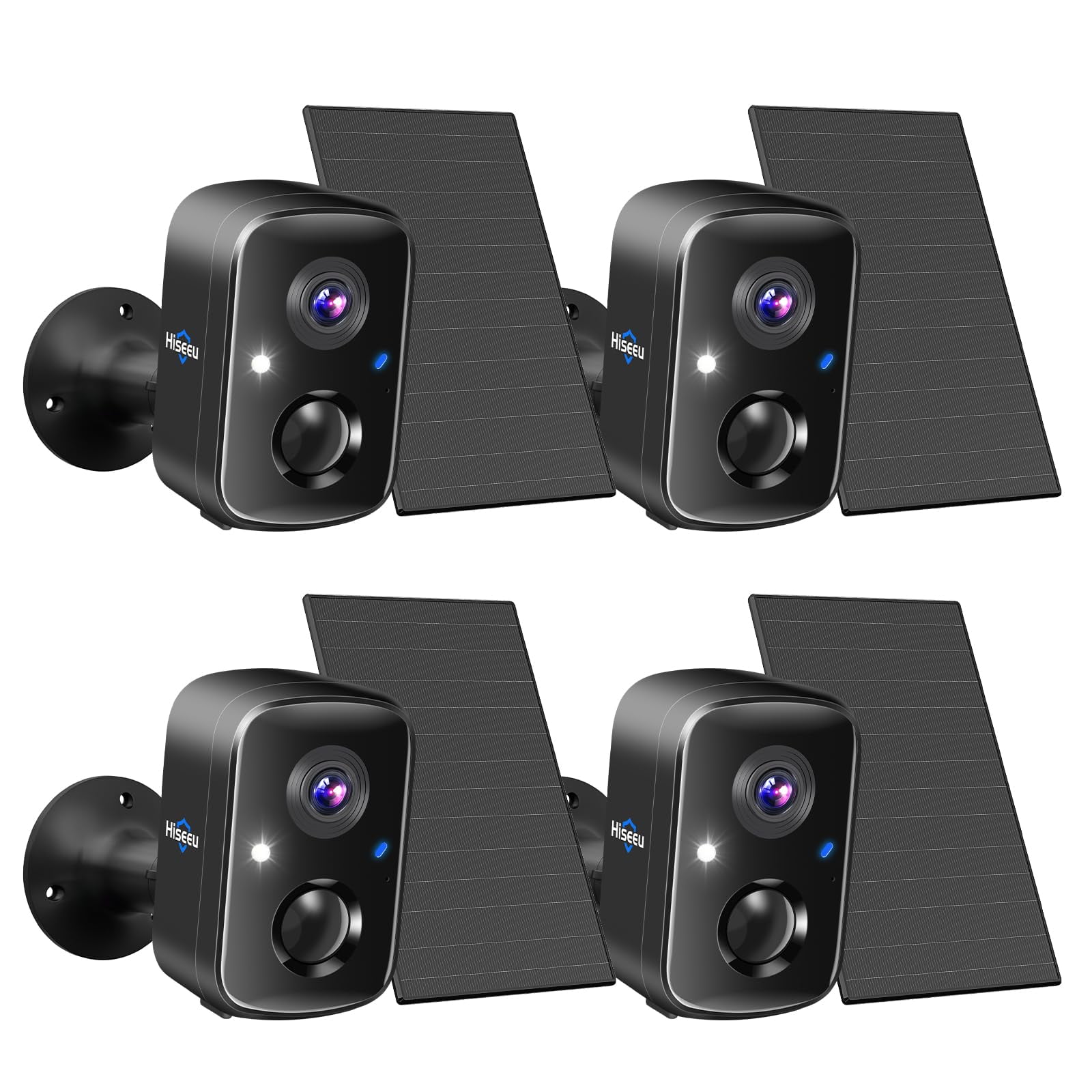 Cámaras De Seguridad Hiseeu, 4 Unidades, Alimentadas Por Energía Solar, 4 Mp, Wifi, Exteriores
