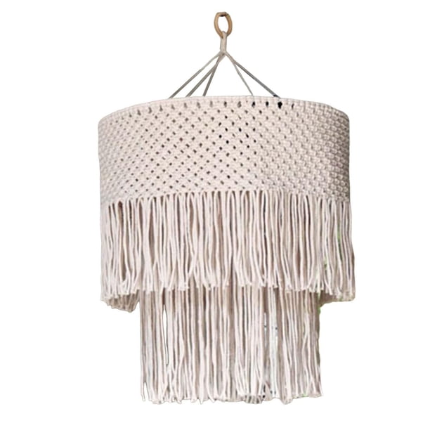Pantalla de Lámpara de Macramé con Borlas, Lámpara Colgante Bohemia, Decoración, Pantalla de Lámpara con Borlas Tejida a Mano, Pantalla de Luz Solo Pa 35cmx45cm
