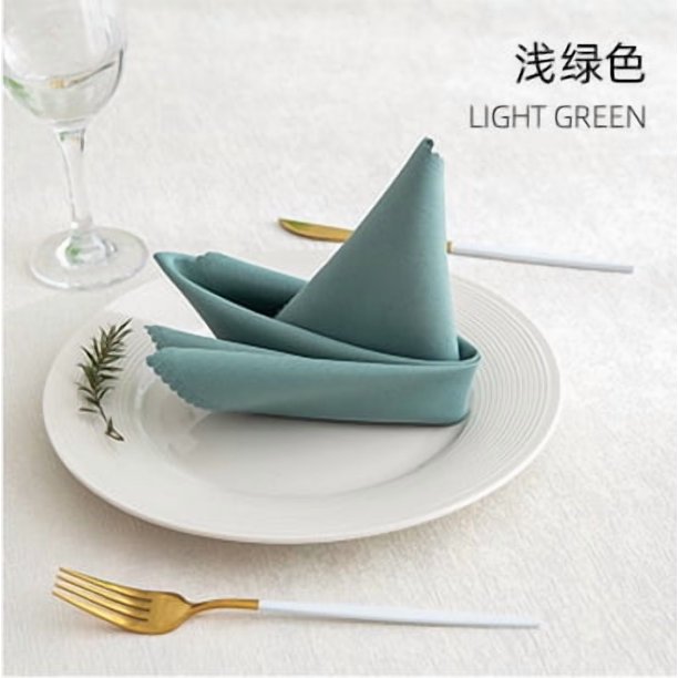 Xiao Hua 12 servilletas de tela verde claro - 35 x 35 cm (13,78 x 13,78 pulgadas), lavables, de poliéster, de color liso, reutilizables para restaurantes, cenas festivas y uso diario.