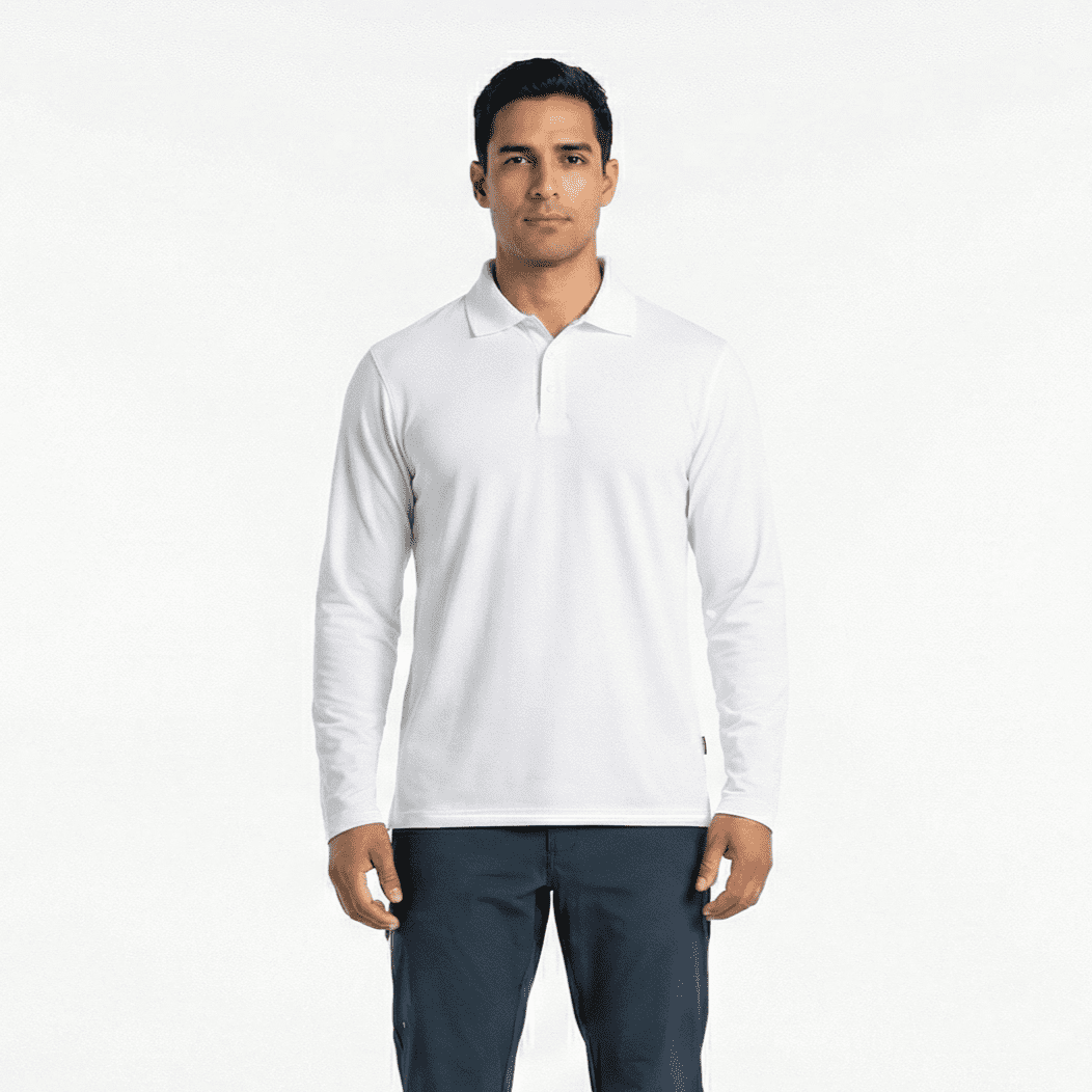T-world - Polera Polo Dryfresh Hombre Manga Larga Secado Rápido Blanco