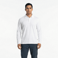 T-World - Polera Polo Dryfresh Hombre Manga Larga Secado Rápido Blanco