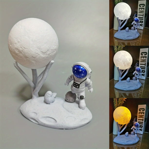 1pc Cute Mini Night Light, Moon Cute Figure Light Rechargeable Astronaut Decoration Astronaut Lamp Tabletop Light Healing Astronaut Astronaut Creative Gift Car Carrying Inside Cake Decoration Luminou