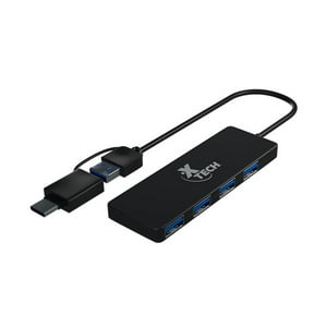 Xtech - Usb Hub Con Adpatador Usb-C Y Usb-A Con 4 Puertos Usb Negro Talla Única