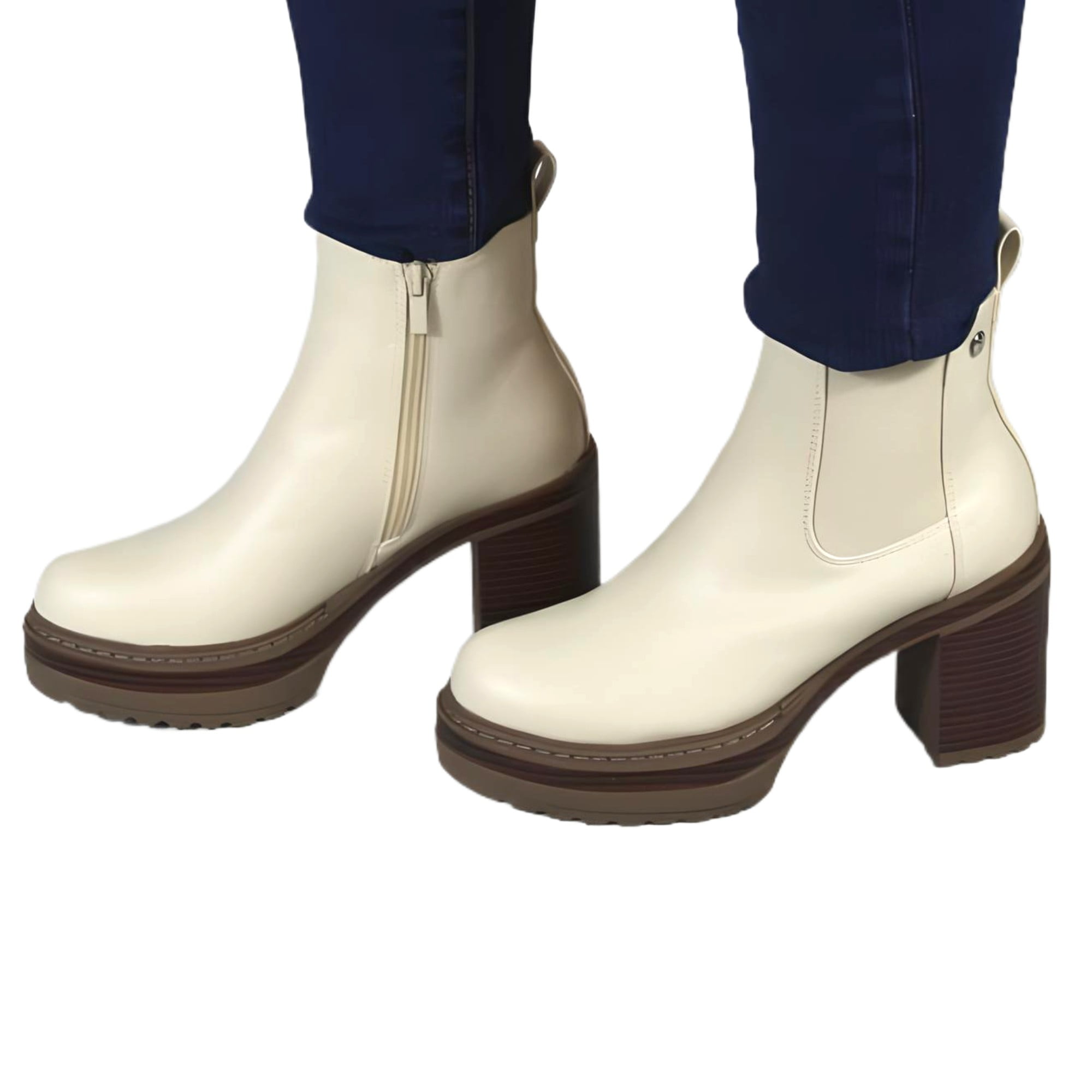 Megabazar Spa - Botin De Mujer Taco Cuadrado 17 Yassne Marron