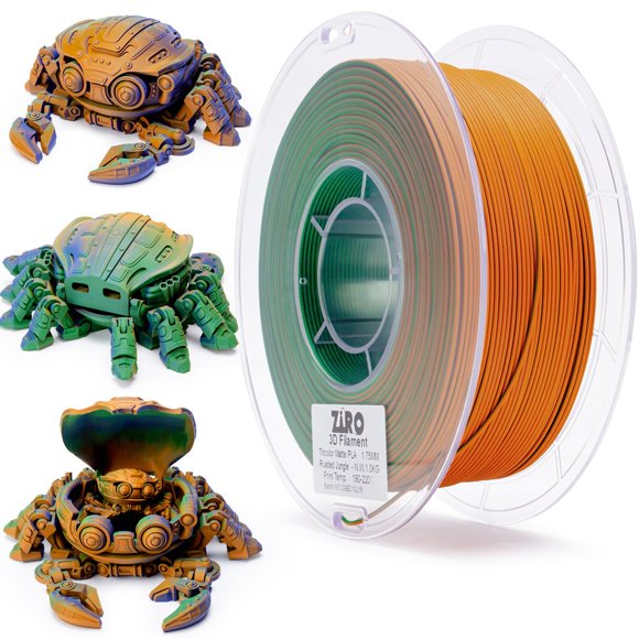 Filamento para impresora 3D ZIRO Matte Tri-Colors PLA de 1,75 mm, 1 kg