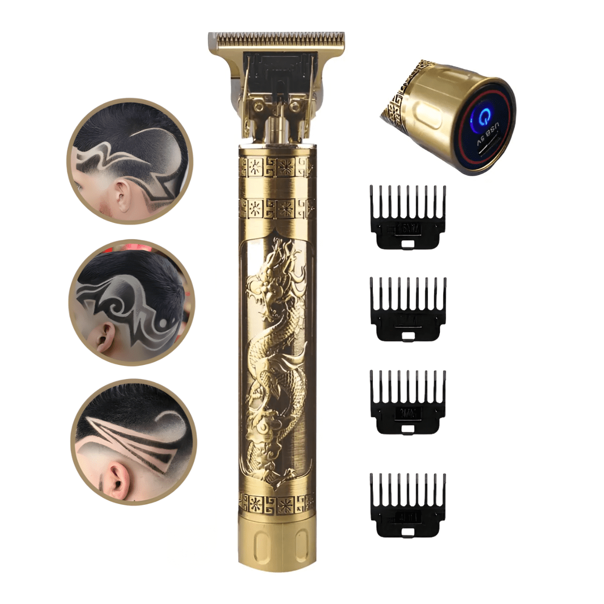 Genérico - Máquina Cortar Pelo Hombre Recargable Dorada Dragón Portátil