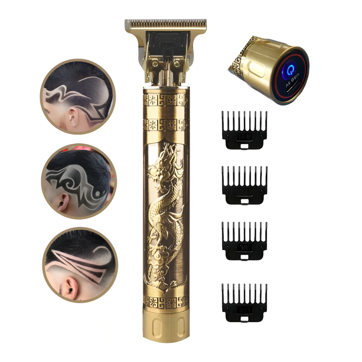 Genérico - Máquina Cortar Pelo Hombre Recargable Dorada Dragón Portátil