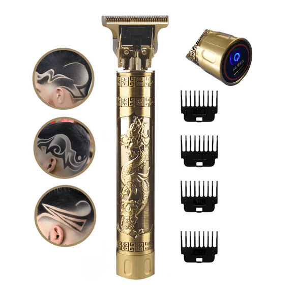 Máquina Cortar Pelo Hombre Recargable Dorada Dragón Portátil