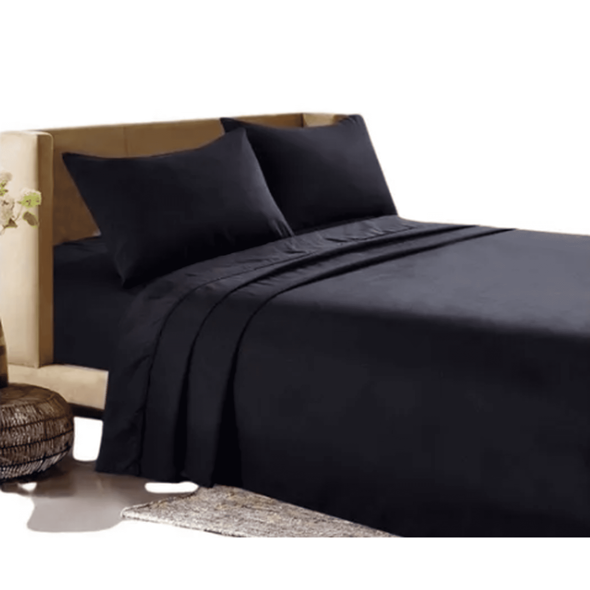 Genérico - Sabanas 200 Hilos Plaza Y Media Negro