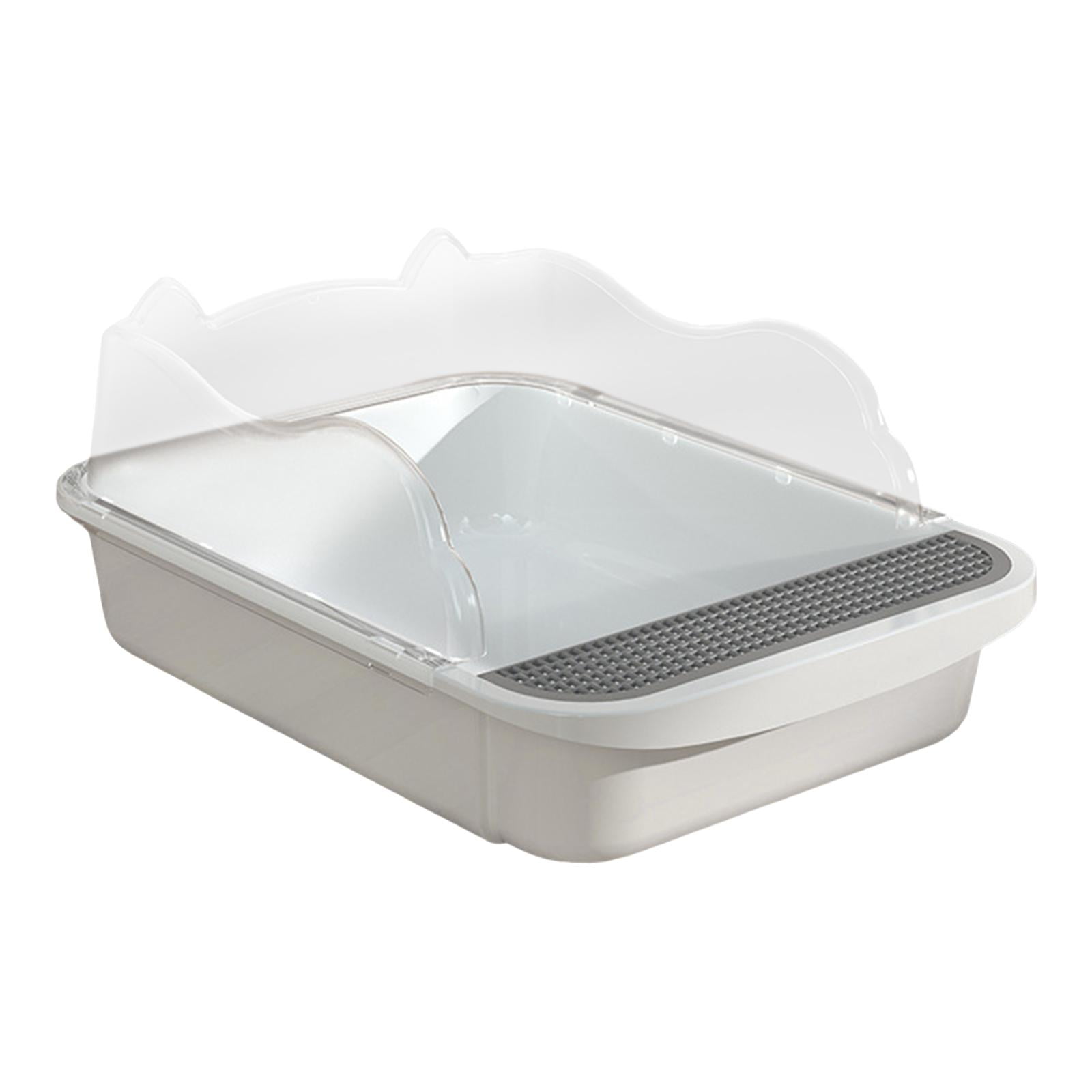 Magideal - Caja De Arena Para Gatos Abierta Semicerrada Bandeja De Arena Para Inodoro Profundo Caja De Arena Para Tamizar Caja De Arena Suministros Para Mascotas 43x28x18cm Blanco