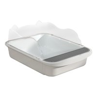 Magideal - Caja De Arena Para Gatos Abierta Semicerrada Bandeja De Arena Para Inodoro Profundo Caja De Arena Para Tamizar Caja De Arena Suministros Para Mascotas 43X28X18Cm Blanco