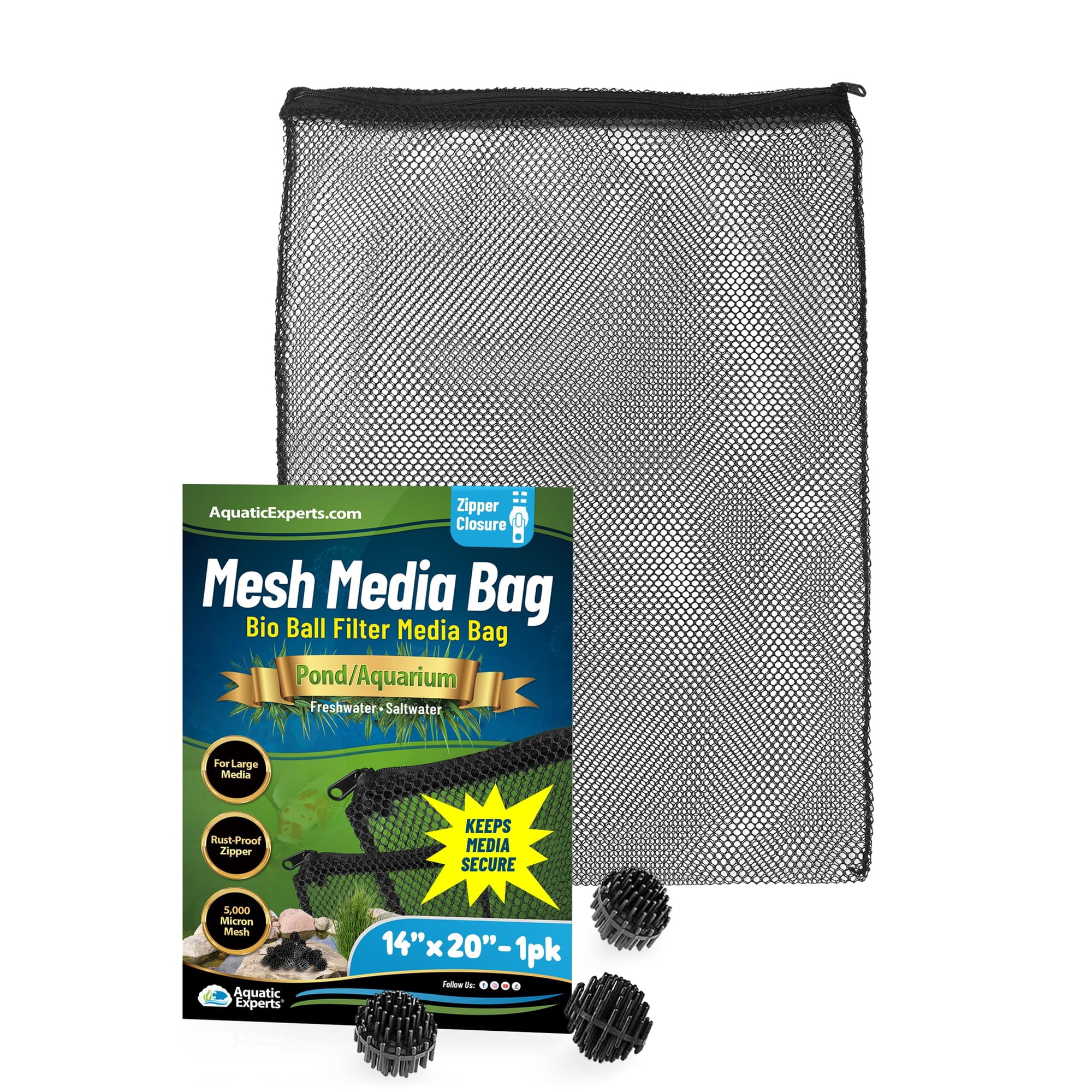 Bolsa de medios Aquatic Experts 36 × 51 cm malla de 1/8 pulg. (5 000 micrones) – 1 unidad