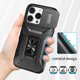 thumbnail image 5 of Funda Armada para iPhone 16 Pro Max con Tapa Deslizante y Soporte Magnético Giratorio Negro, 5 of 5