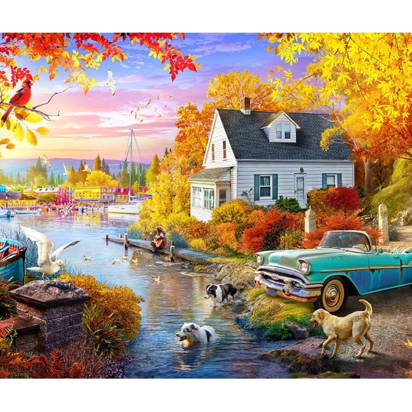 Rompecabezas Springbok Lakeside Fall Retreat de 1000 piezas