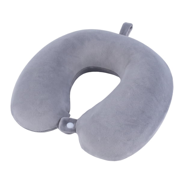 REGALWOVEN Almohada de Viaje de Espuma de Memoria, Almohada de Cuello en Forma de U, Cierre a Presión Gris Claro 12x12x4in