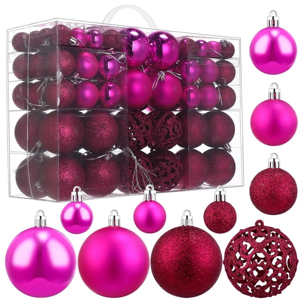 100 bolas navideñas para árbol de Navidad, delicado juego de adornos navideños artesanales de plástico irrompible para Año Nuevo, fiestas de bodas y otras festividades.