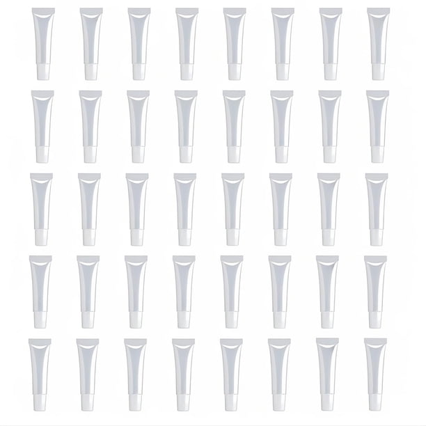 Doromy 40 Paquetes de Tubos Vacíos para Brillo Labial de 15 ml, Contenedores Transparentes Reutilizables de Plástico Suave para Brillo Labial DIY, Bálsamo y Artículos de Tocador para Viaje