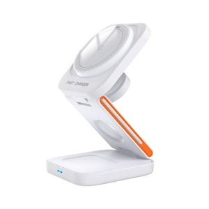 Genérico - 100W 3-En-1 Magnético Plegable Estación De Carga Inalámbrica Para Iphone 15 14 13 12 11 Pro Apple Watch 8 9 Airpods-Blanco